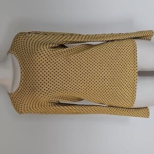 J. McLaughlin mustard yellow diamond print long sleeve top-S